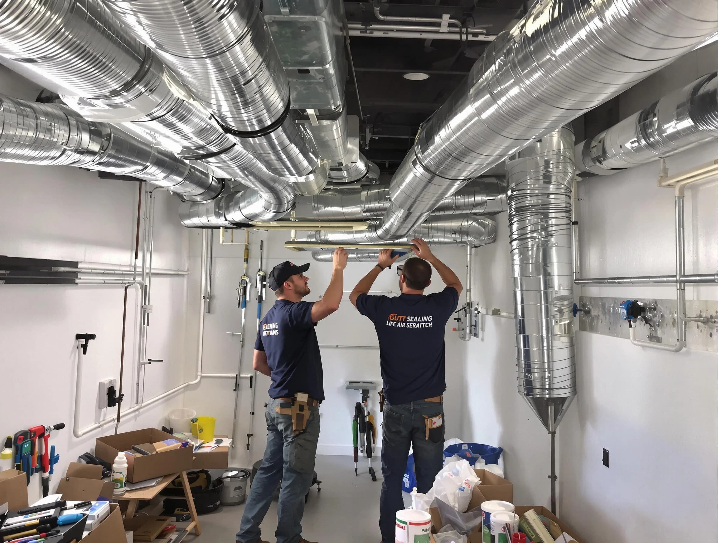 Conley Air Duct Cleaning technician applying professional duct sealing solutions in Conley