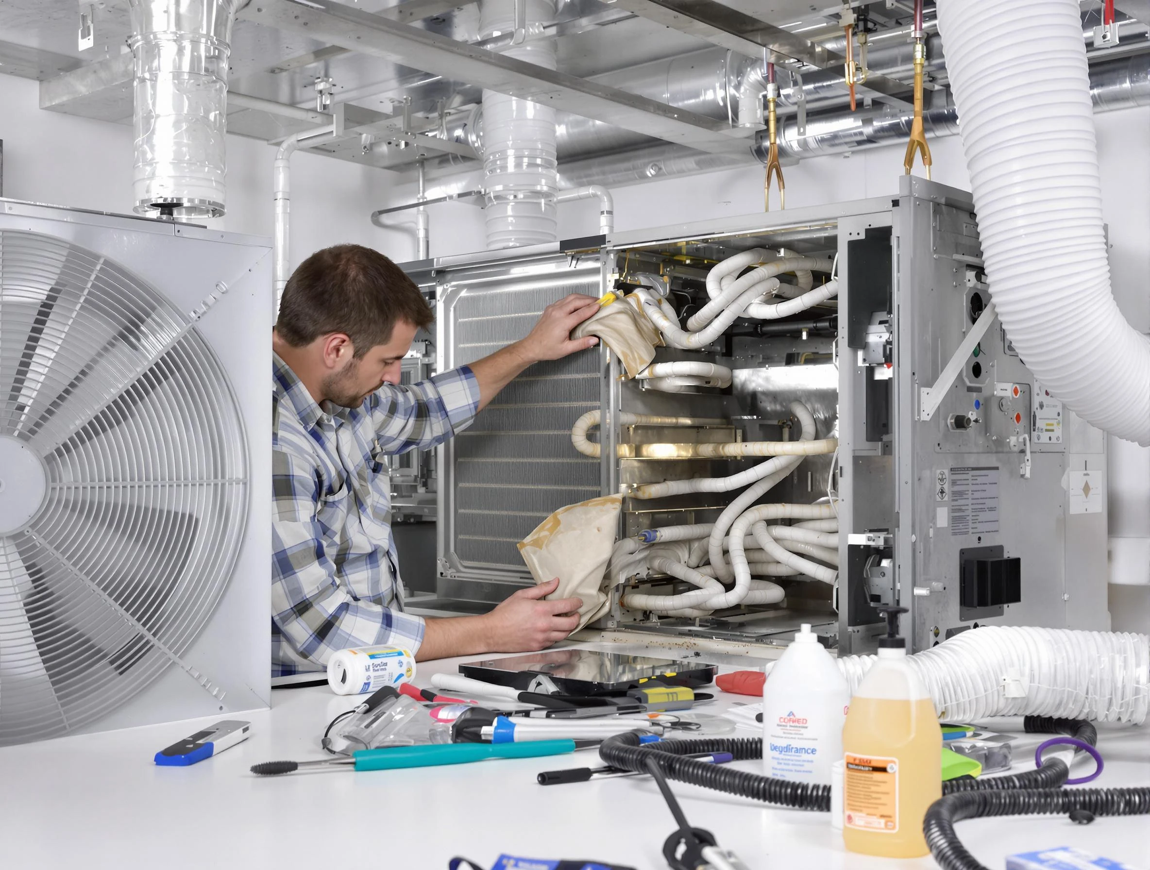 Conley Air Duct Cleaning specialist performing precision AC coil cleaning in Conley