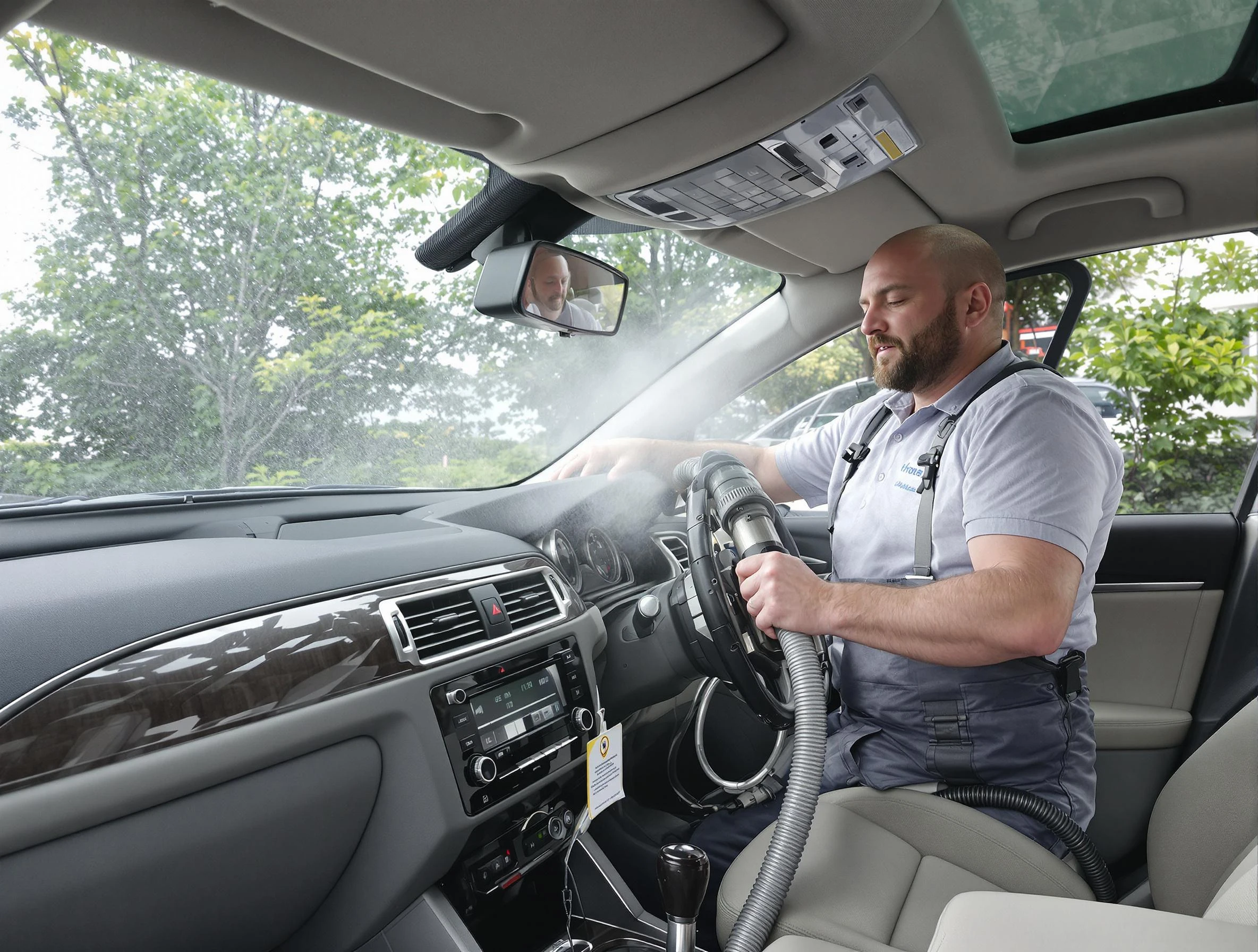 Conley Air Duct Cleaning specialist performing professional car duct cleaning in Conley